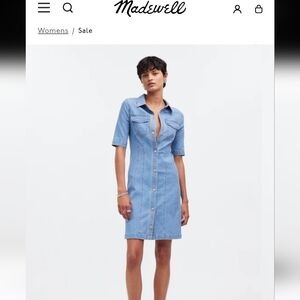 NWT-Madewell Denim Seamed Mini Shirtdress in Palermo Wash